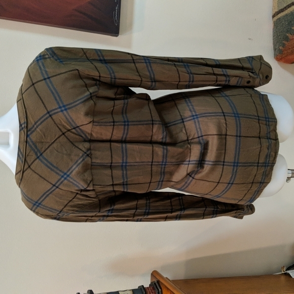 Sanctuary Women's Olive Green Plaid Lace Front Top Size Medium - Picture 3 of 8